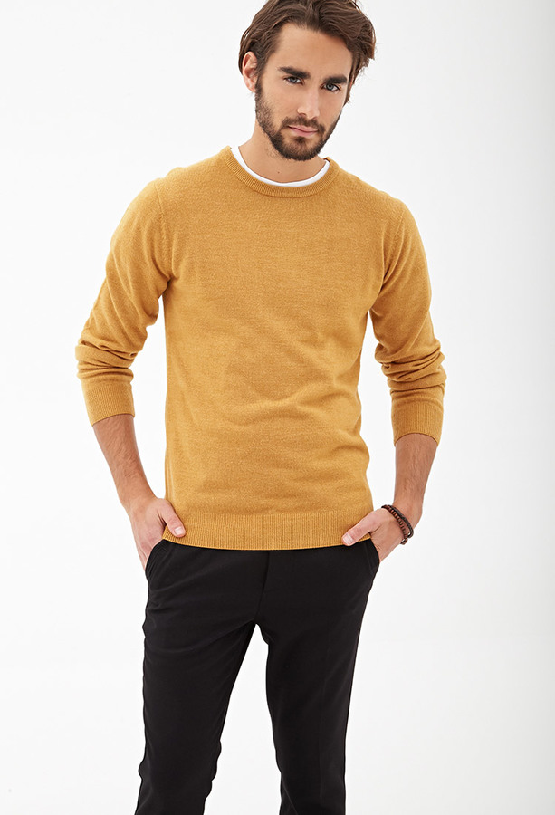 orange crew neck sweater mens