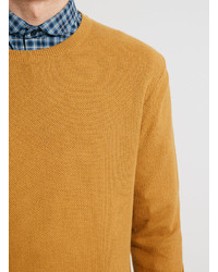 Topman Mustard Marl Textured Crew Neck Sweater