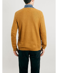 Topman Mustard Marl Textured Crew Neck Sweater