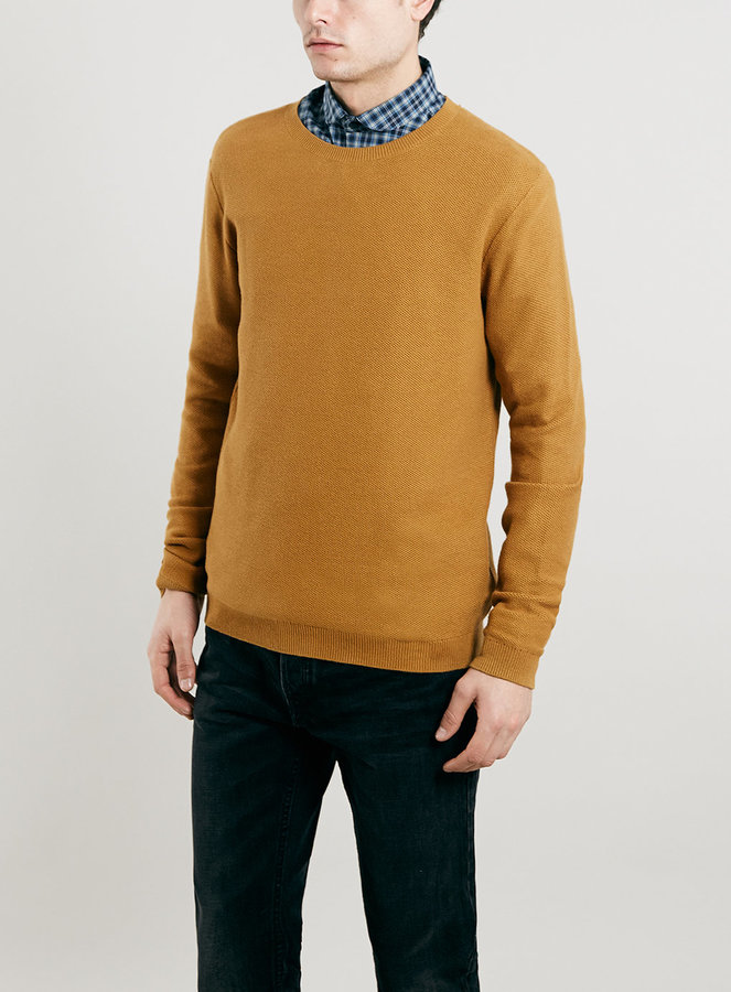 Topman Mustard Marl Textured Crew Neck Sweater | Where to buy & how to wear
