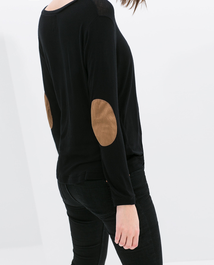 zara elbow patch sweater