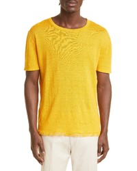 Alanui Fray Hem Linen T Shirt In Golden Yellow At Nordstrom