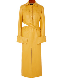 Mustard Cutout Leather Maxi Dress