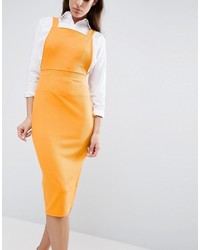 Asos Pinafore Dress In Winter Rib With Split Back