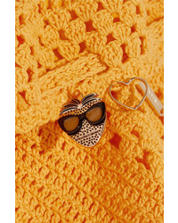 Stella McCartney Embellished Crocheted Stretch Cotton Blend Bikini Mustard