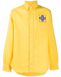 Mustard Embroidered Flannel Long Sleeve Shirt