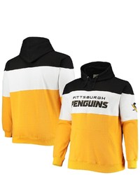 FANATICS Branded Blackgold Pittsburgh Penguins Big Tall Colorblock Fleece Hoodie