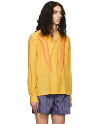 DOUBLE RAINBOUU Yellow Feather Shirt