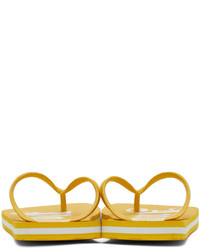 Palm Angels Yellow White Logo Flip Flops