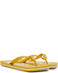 Palm Angels Yellow White Logo Flip Flops