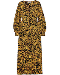Mustard Floral Midi Dress