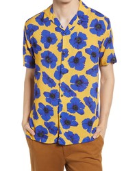 Topshop Floral Short Sleeve Button Up Camp Shirt