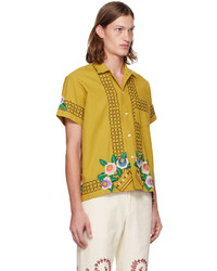 Bode Yellow Embroidered Garden Bed Shirt