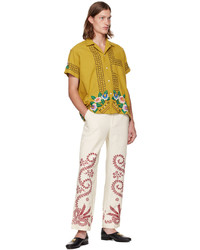 Bode Yellow Embroidered Garden Bed Shirt