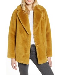 Ted Baker London Double Breasted Faux Fur Coat