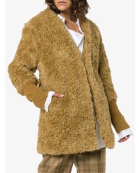 Low Classic Single Breasted Ribbed Cuff Faux Fur Coat