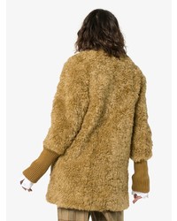 Low Classic Single Breasted Ribbed Cuff Faux Fur Coat