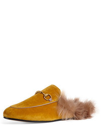 Mustard Fur Flat Sandals