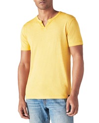 Lucky Brand Venice Button Notch Neck T Shirt In Mineral Yellow At Nordstrom