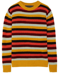 The Elder Statesman Picras Striped Cashmere Sweater Mustard