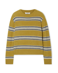 Mustard Horizontal Striped Crew-neck Sweater