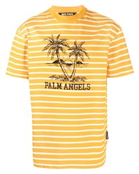 Palm Angels Graphic Print Striped T Shirt