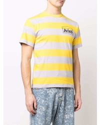 Aries Horizontal Stripe Cotton T Shirt
