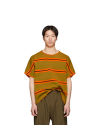 Maison Margiela Orange And Green Striped Knit T Shirt