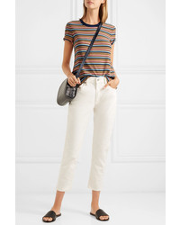 James Perse Vintage Boy Striped Cotton Blend Jersey T Shirt
