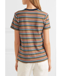 James Perse Vintage Boy Striped Cotton Blend Jersey T Shirt