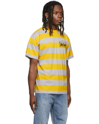 Aries Yellow Grey Striped Temple T Shirt