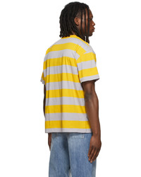 Aries Yellow Grey Striped Temple T Shirt