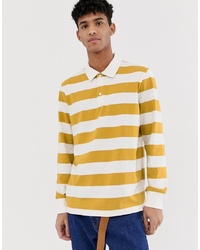 Weekday Elmer Striped Polo In Yellow
