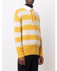 Fendi Striped Knitted Polo Shirt