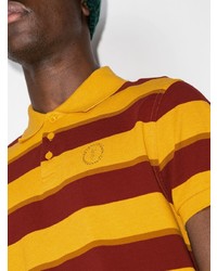 Saint Laurent Logo Embroidered Striped Short Sleeve Polo Shirt
