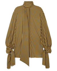 Mustard Houndstooth Button Down Blouse