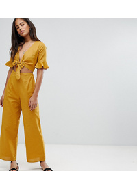 Asos Tall Asos Design Tall Tea Jumpsuit With Cut Out And In Linen