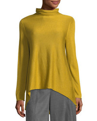 Eileen Fisher Sleek Scrunch Neck Knit Top Plus Size