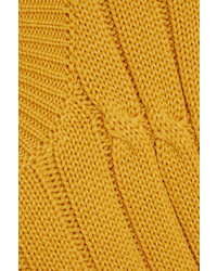 Prada Cable Knit Wool Sweater Mustard