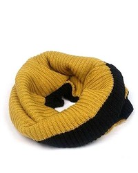 Bundle Monster Bmc Mustard And Black 2 Tone Design Infinity Loop Crochet Knitted Scarf