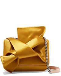 No.21 No 21 Knot Satin And Leather Shoulder Bag Yellow