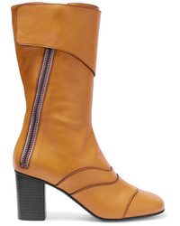 Chloé Paneled Leather Boots Mustard
