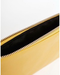 Whistles Leather Small Clutch In Mustard To Asos