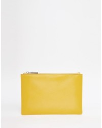 Whistles Leather Small Clutch In Mustard To Asos