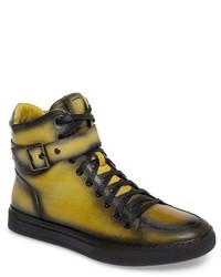 Mustard Leather High Top Sneakers