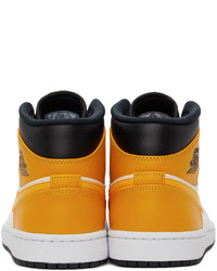 NIKE JORDAN Yellow White Air Jordan 1 Mid Sneakers