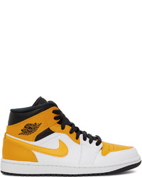 NIKE JORDAN Yellow White Air Jordan 1 Mid Sneakers