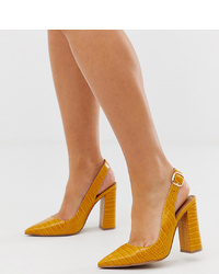 ASOS DESIGN Wide Fit Penley Slingback High Heels In Croc Print