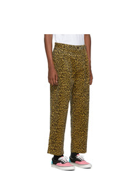 Noah NYC Yellow And Black Leopard Corduroy Double Pleat Trousers