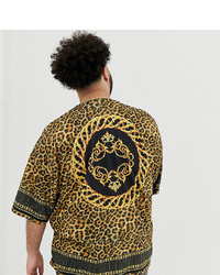 ASOS DESIGN Plus Oversized Leopard Print T Shirt With Border And Back Print
